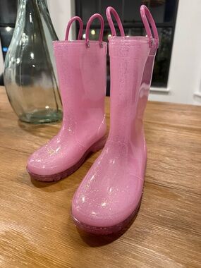 Pink Glitter Kids Rain Boots